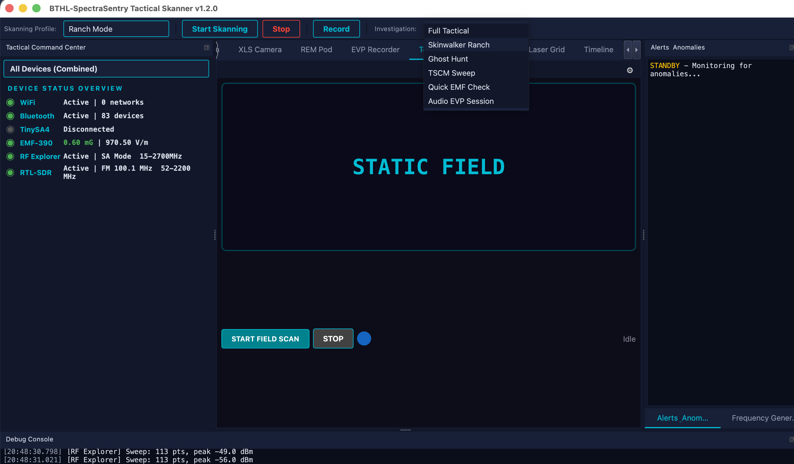Investigation profile selector