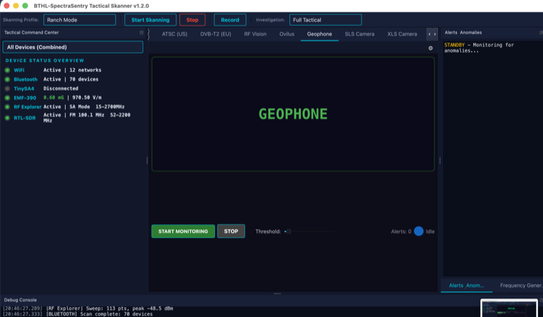 Geophone — mic-driven vibration monitor