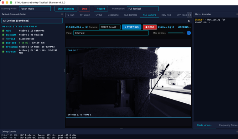 XLS camera — orb-field entity detection